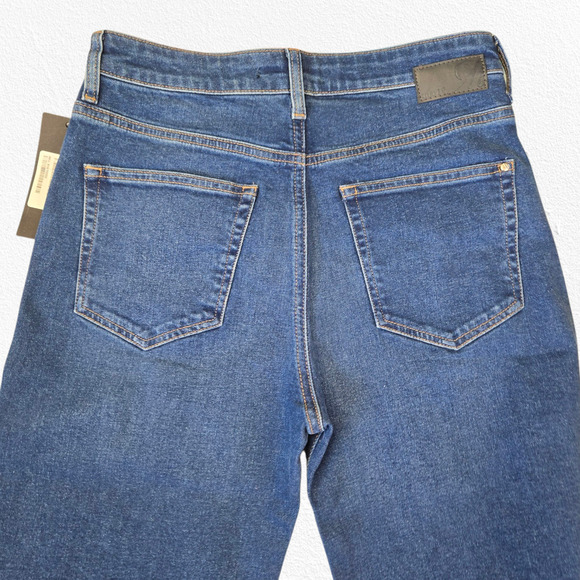 Mavi Dark Wash High Rise Wide Leg Raw Hem Victoria Flare Mom Jeans Size 28 - Picture 8 of 11